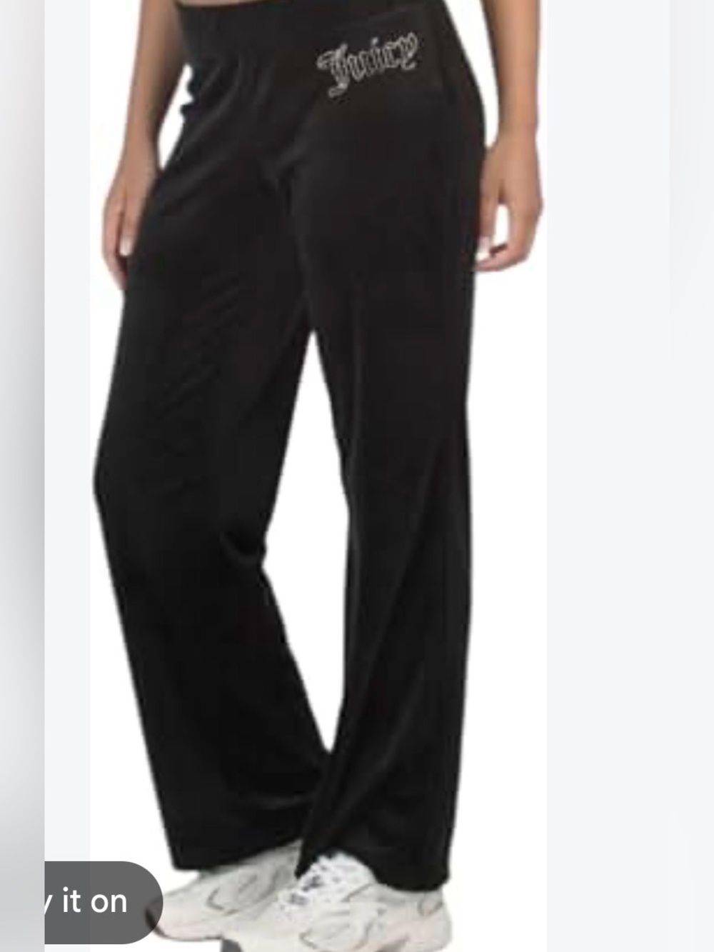 Juicy Couture Black Velour Wide-Leg Leggings Sz L EUC